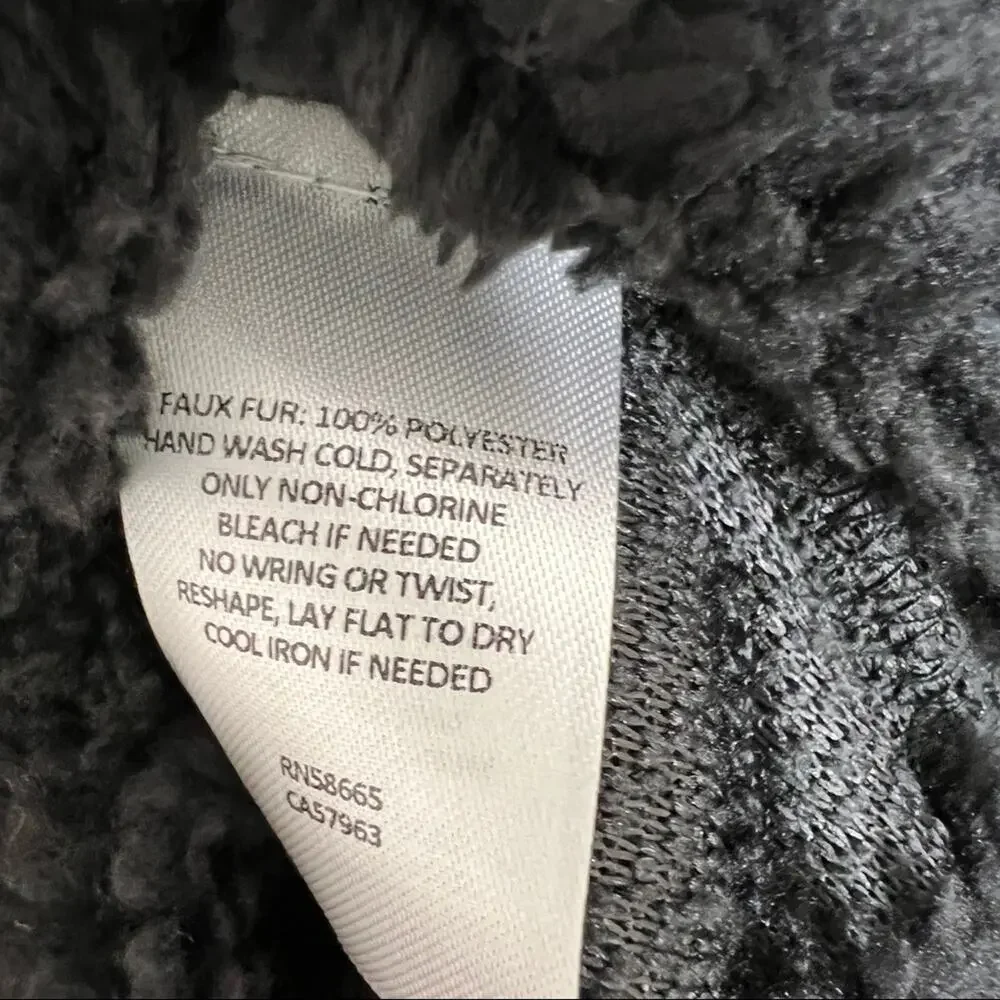 NWT NEW ABOUND Nordstrom Fuzzy Fleece half zip Pullover in Black - Picture 10 of 10